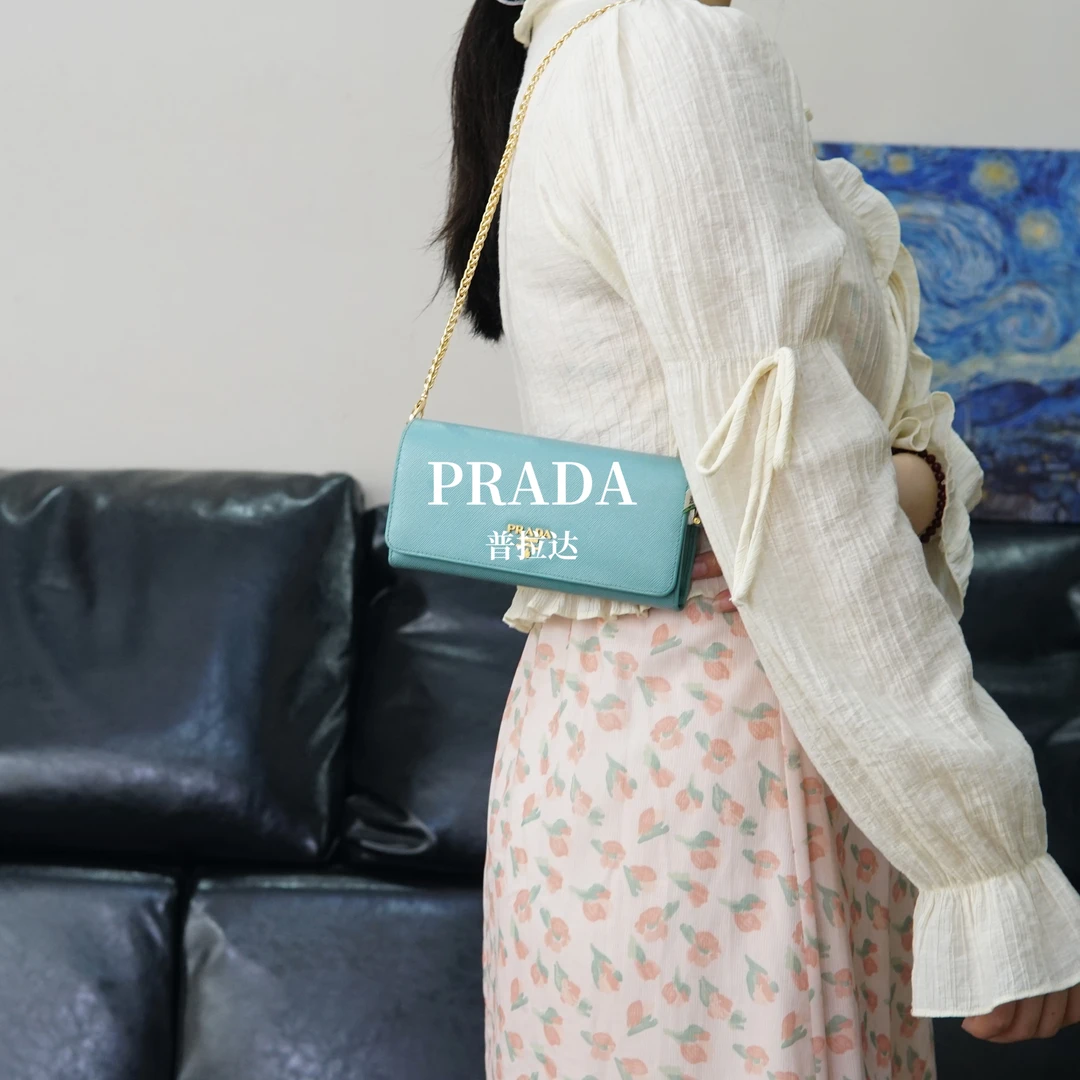 95新 Prada/普拉达 蓝色单肩钱包/ZH06306005/6005