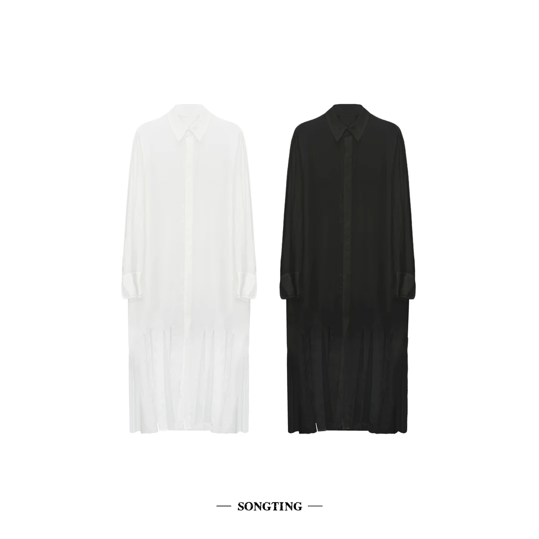 SONG TING｜高定系列进口铜氨丝雾面飘逸下摆长款衬衫