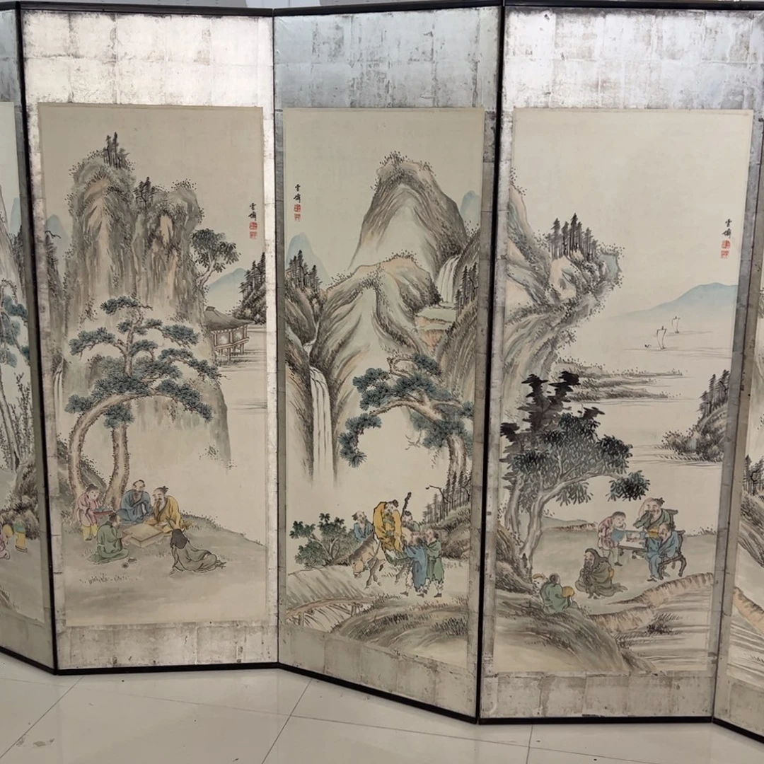 绘画屏风框画茶空间设计