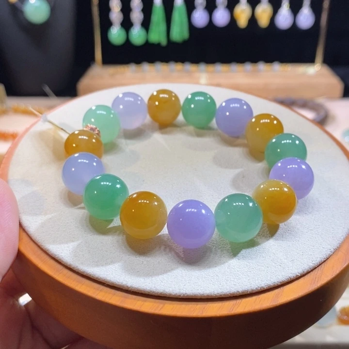 翡翠未镶嵌吊坠(不含链)翡翠浓彩多宝手串