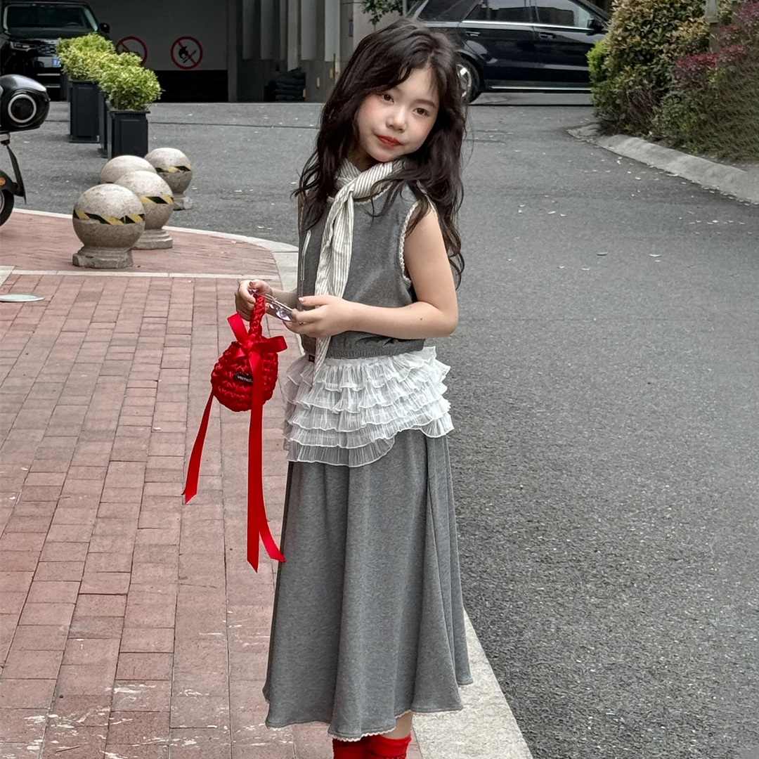 LJ-71920-TBB花与寻Kids女童针织套装2025夏季新款针织背心两件套