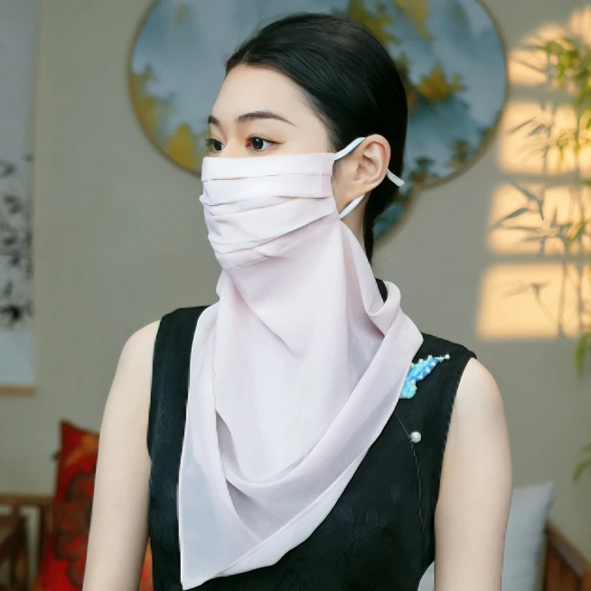 【粉色面纱】透气清爽防晒面罩磁吸扣丝巾显白百搭气质经典