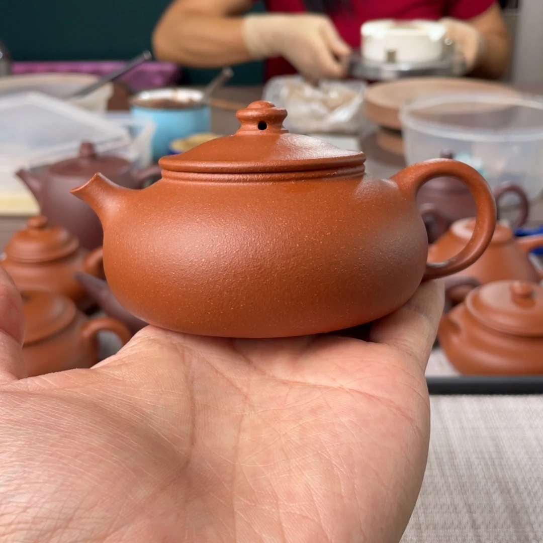 茶壶紫砂半手工红降坡寒江壶160cc