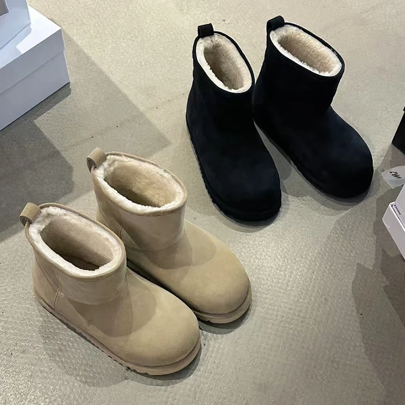 雪地靴女2025年冬季新款真皮羊羔毛厚底防滑保暖棉鞋女雪地棉短靴