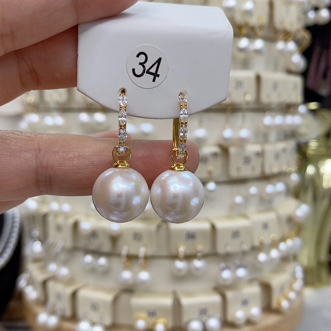 银S925镶嵌淡水珍珠耳饰