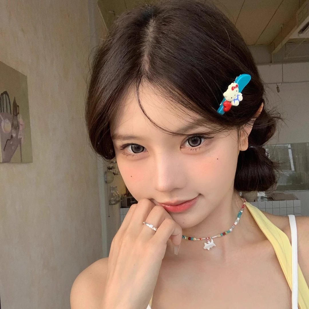 可爱卡通hellokitty发夹韩系高质感ins甜妹蓝色鸭嘴夹刘海夹发卡