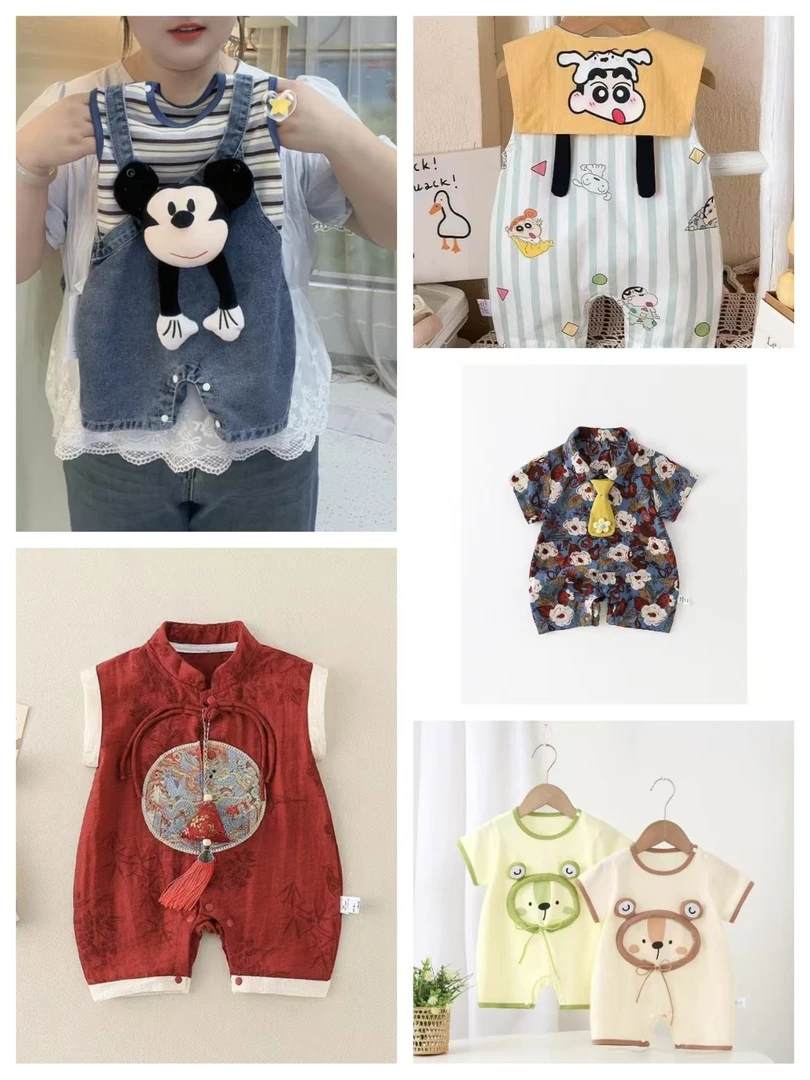 【601-699】夏季组合链接多款式男童外出爬爬服哈衣凉快舒适婴儿