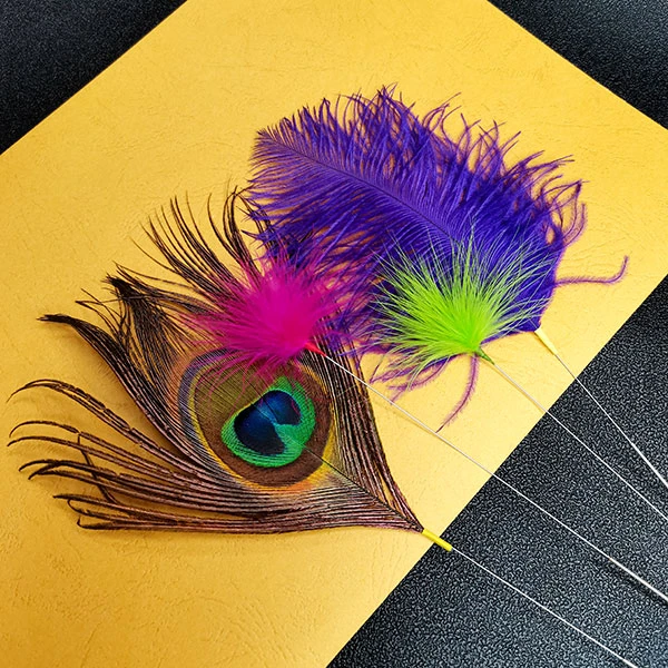 采耳孔雀毛面部放松大彩毛小彩毛银针孔雀羽毛掏耳朵采耳工具