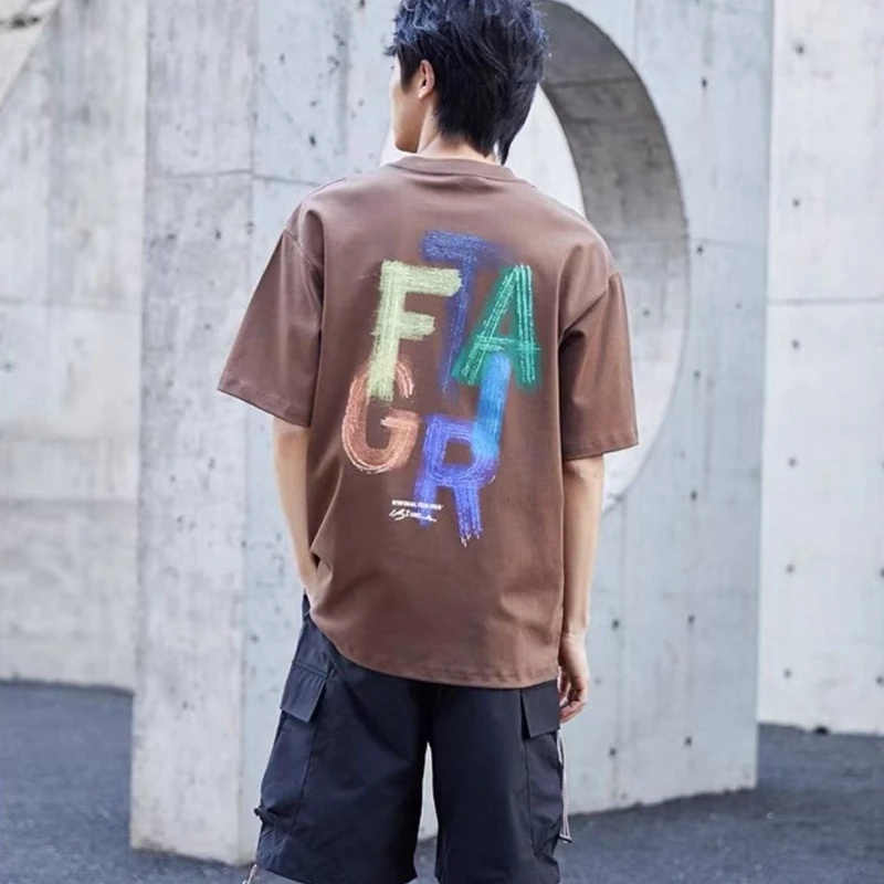 【透气镂空】新款双面印花短袖弹力夏季男女同款纯棉重磅T恤D06