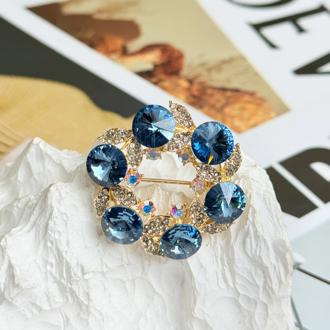 铜合金仿水晶胸针 禧娘娘-施家轻奢时尚百搭复古重工优雅-S3360