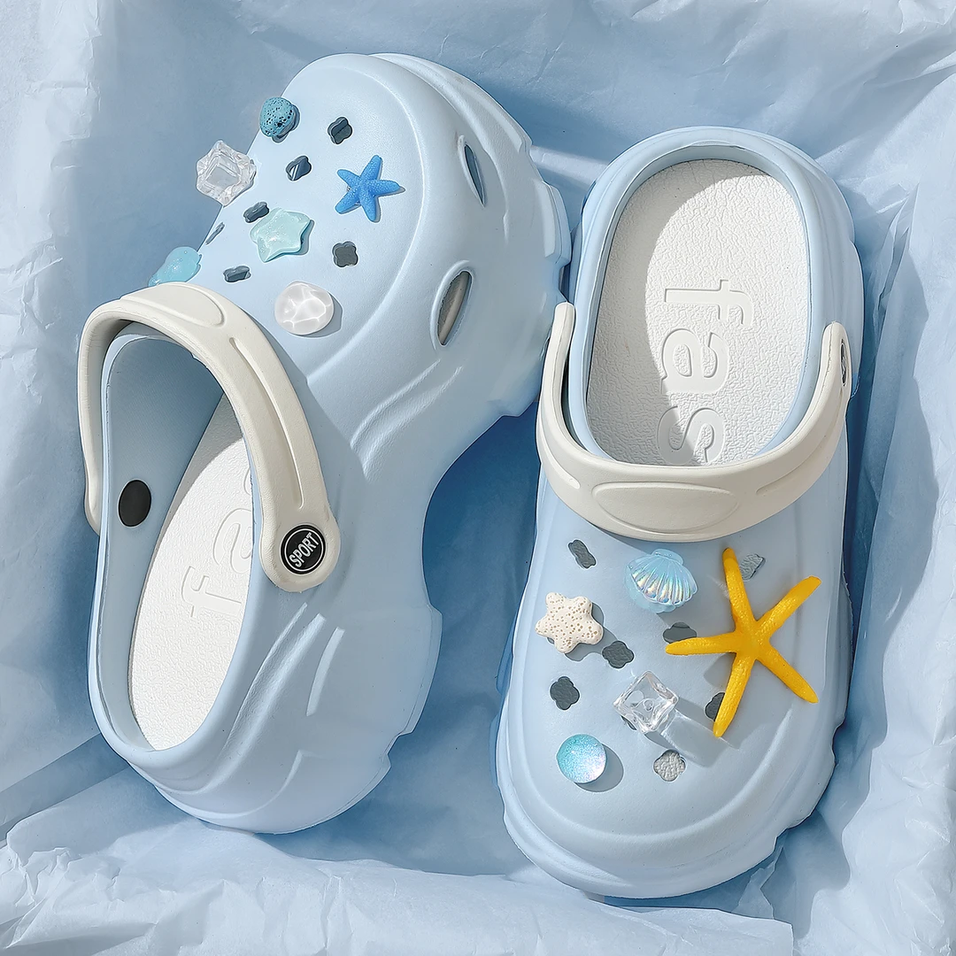 洞洞鞋女款2025新款夏季外穿海边沙滩eva防滑防臭厚底包头凉拖鞋