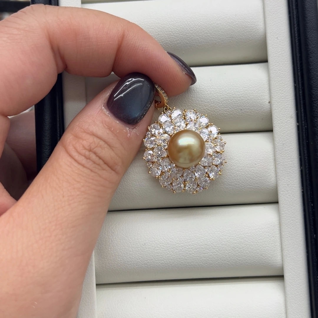 银S925镶嵌吊坠(不含链)海水珍珠