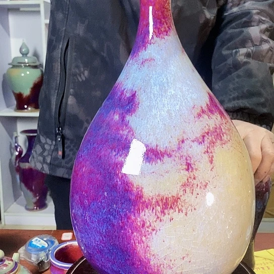 摆件勇***，尚峰钧窑作品瓶摆件