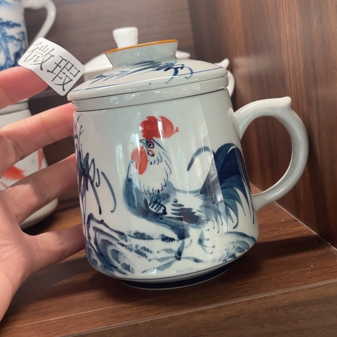 釉下手绘茶具微瑕