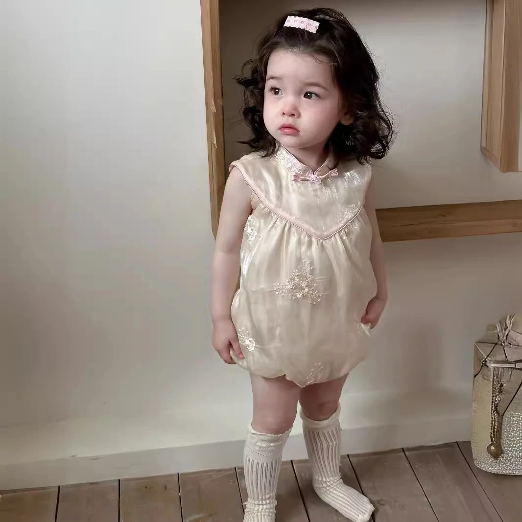 夏季婴童连体衣新中式旗袍风爬服可爱甜美包屁衣-7218#