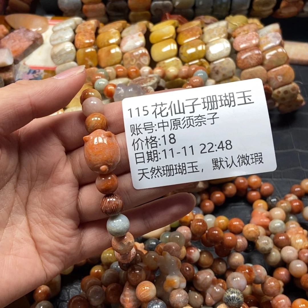 中***子硅化珊瑚（珊瑚玉）未镶嵌珠宝半成品115