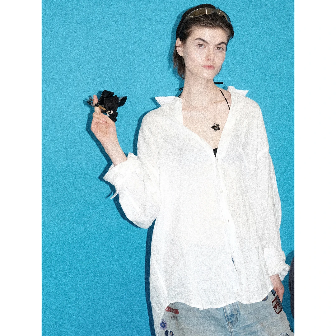 【春季新品】MASONPRINCE*透气亚麻 酵洗加软破坏毛边防晒型衬衫