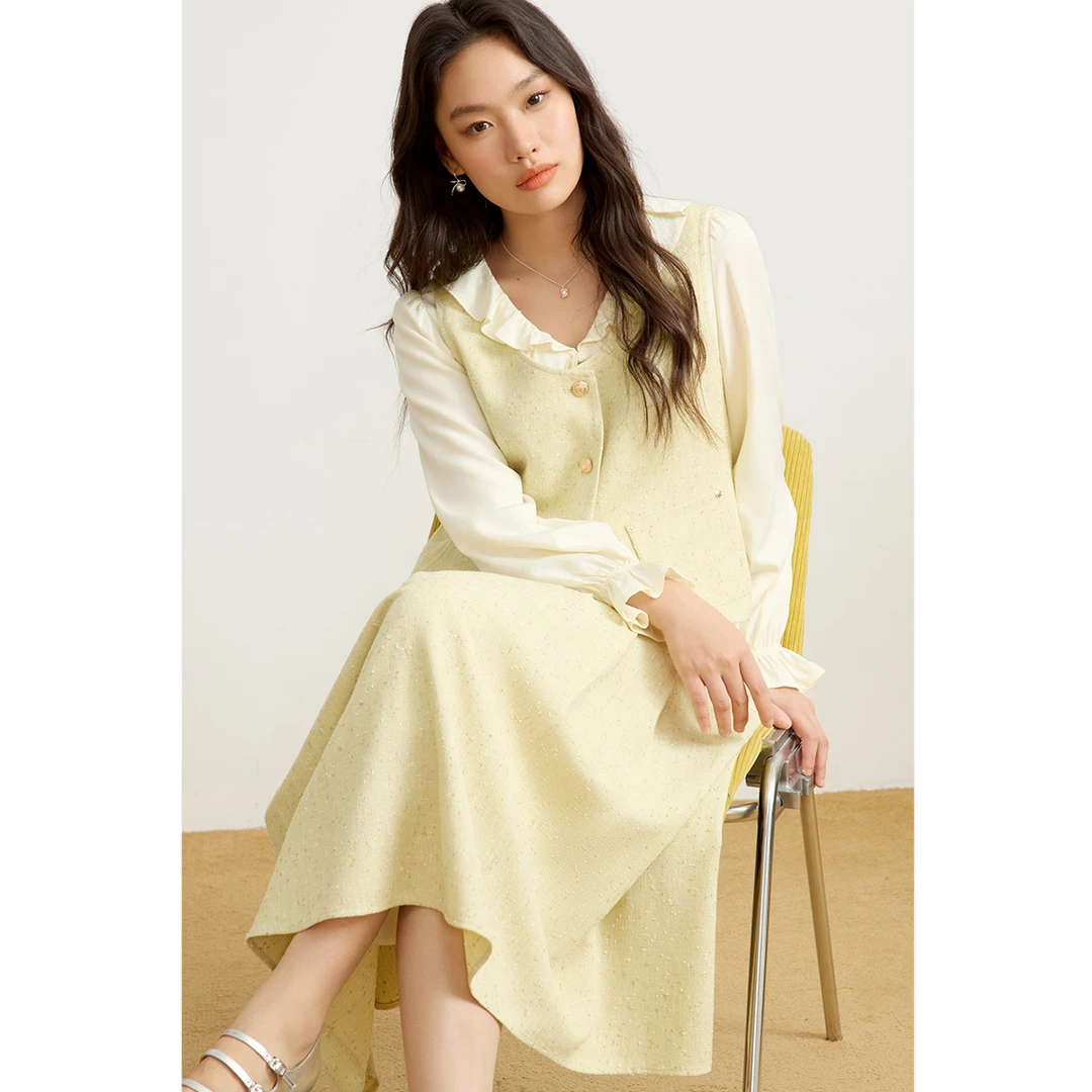 独束微胖大码女装香风衬衫马甲半裙三件套25DS81031/81132/81032