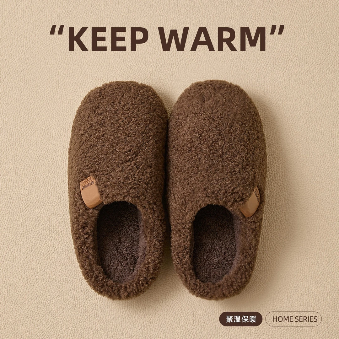 洁丽雅抗菌防臭男士棉拖鞋居家冬季2025新款防滑保暖加绒女27322