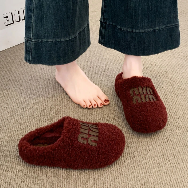 毛毛拖鞋女外穿2025新款秋冬加绒包头棉拖鞋厚底雪地靴女杨幂同款