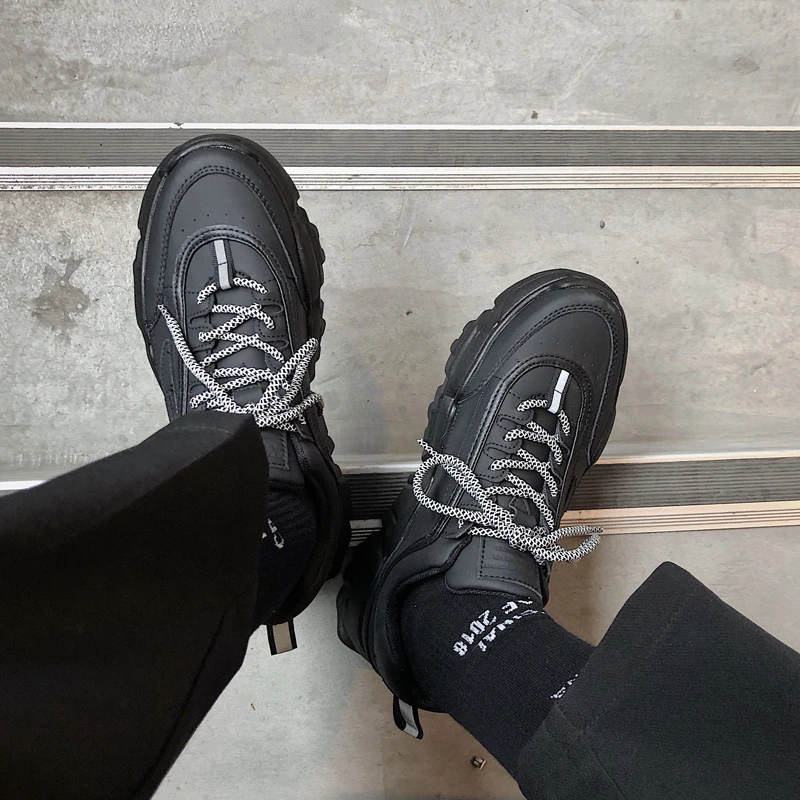 8173男士低帮休闲鞋百搭黑色复古潮流ins韩版潮鞋时尚老爹鞋学生