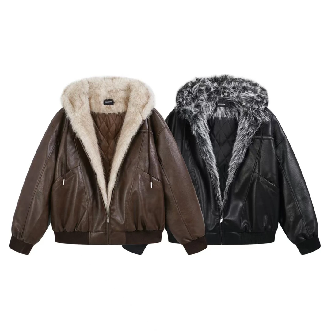 Meidai老钱风复古座山雕冬季加厚保暖宽松男女情侣外套夹克