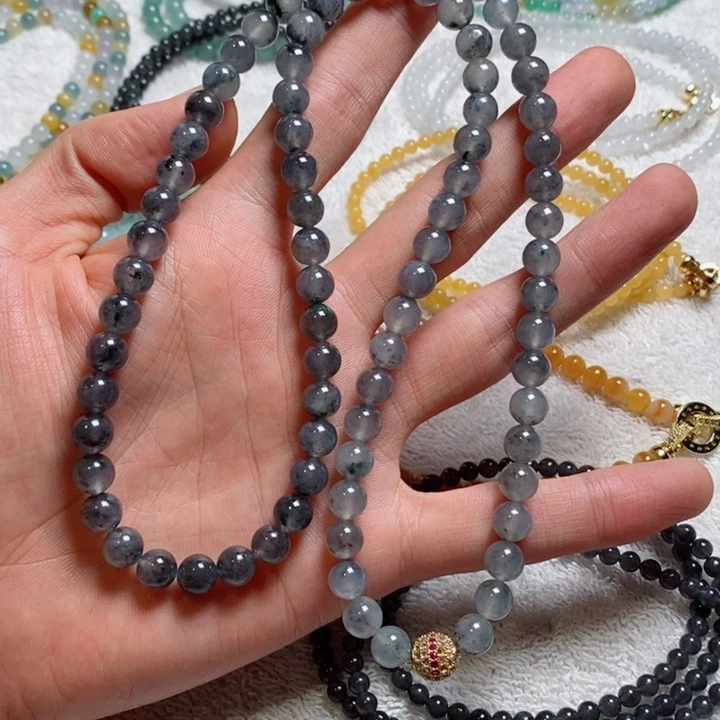 定制翡翠未镶嵌冰乌鸡项链卡7.2