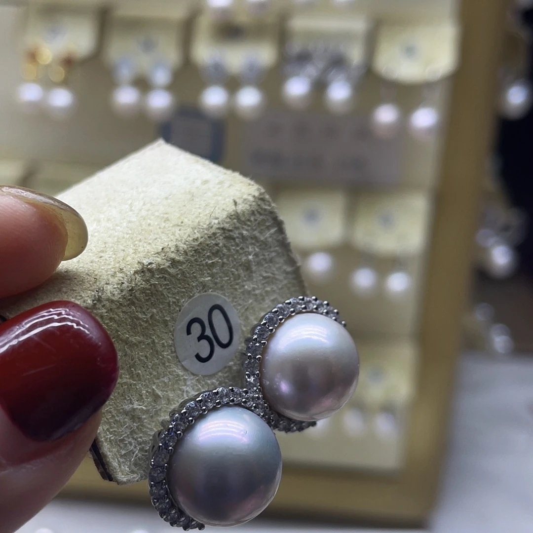 淡水珍珠耳饰银S925镶嵌