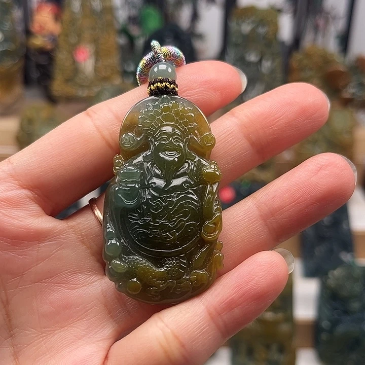 翡翠未镶嵌颈饰天然翡翠a货财神