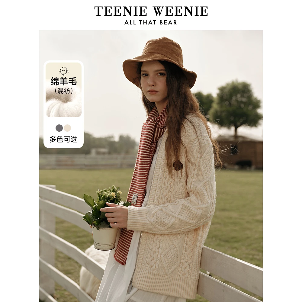 【达人专属】TeenieWeenie小熊毛针织开衫女新款女毛衫TTCK248V26N