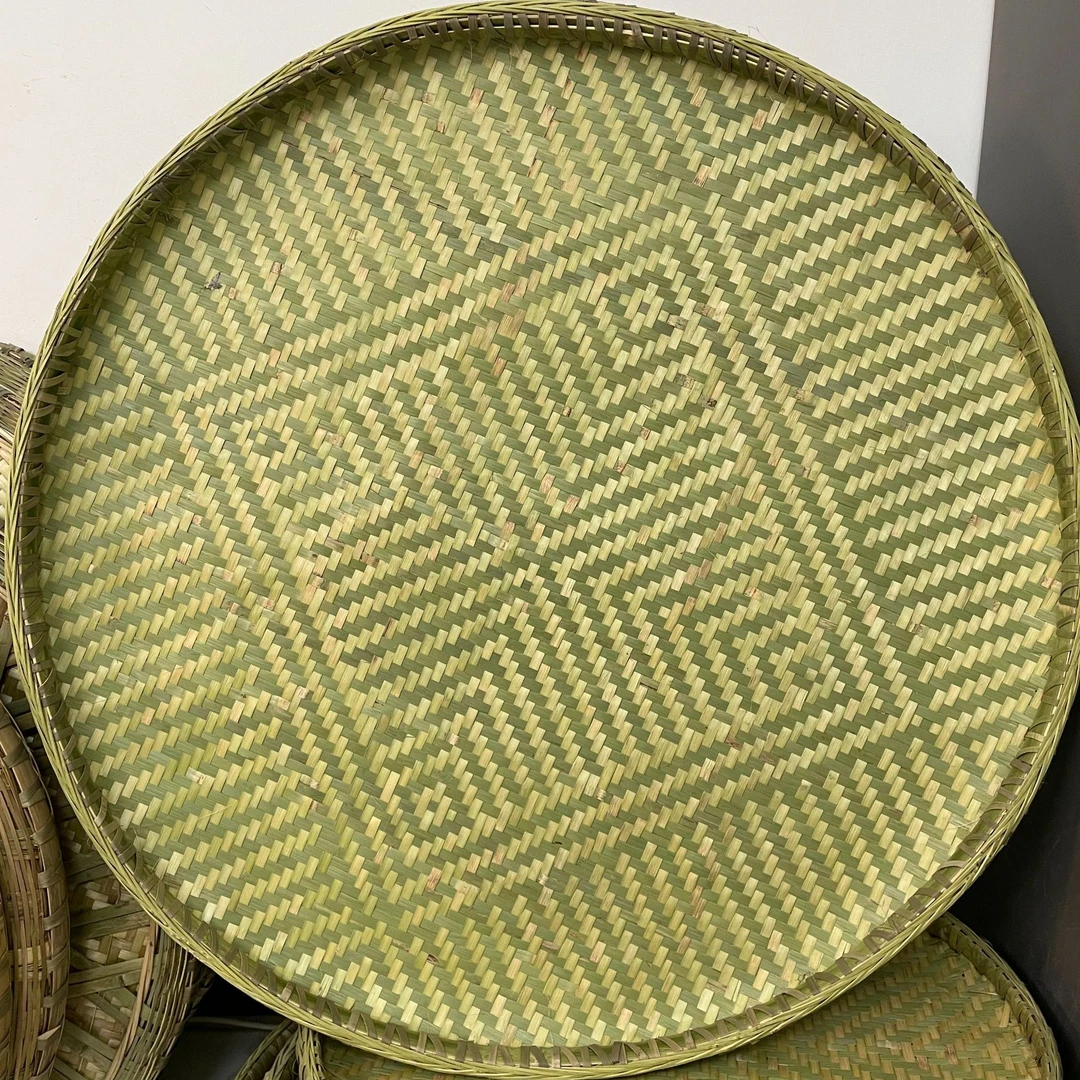 Z直径90cm花纹簸箕纯手工农村老篾匠竹编晾晒粮食用