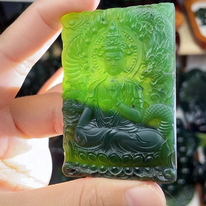 蛇纹石玉未镶嵌手串泰山玉御龙观音