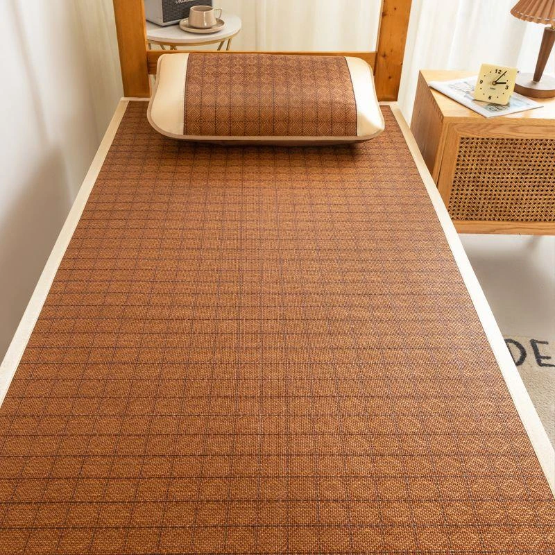 学生上下铺单人凉席0.9米1.2米可折叠冰丝席双人席1.8m床藤席0.6m