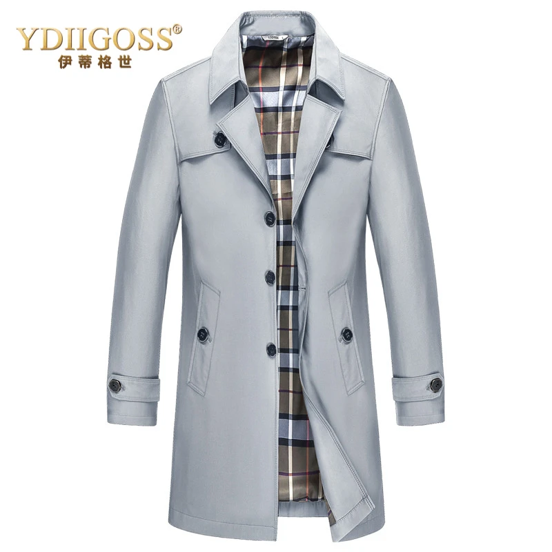 YDIIGOSS商务风衣男春秋翻领休闲中长款风衣高品质男装大码