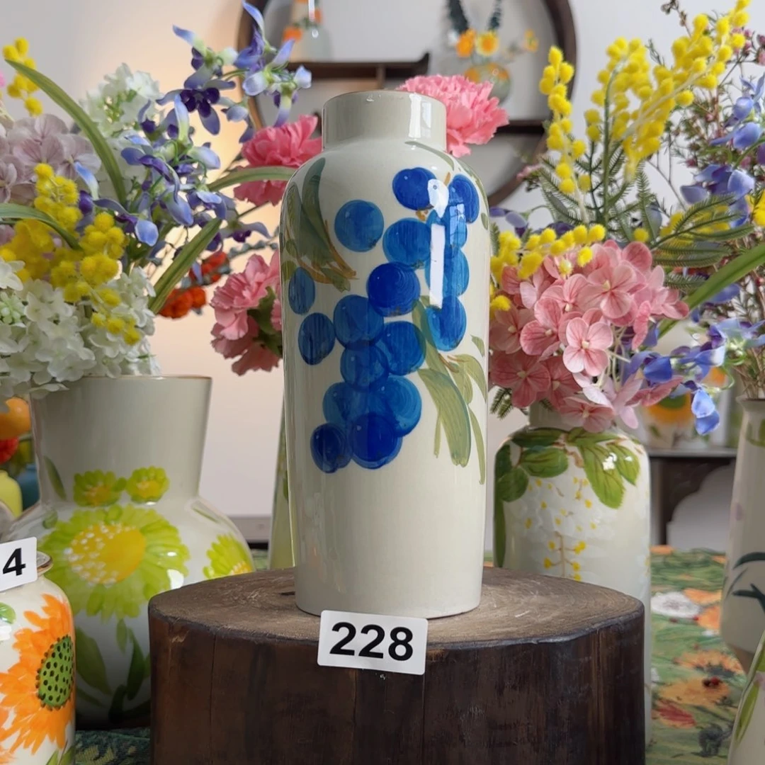 摆件景德镇陶瓷手绘小花瓶摆件无孔