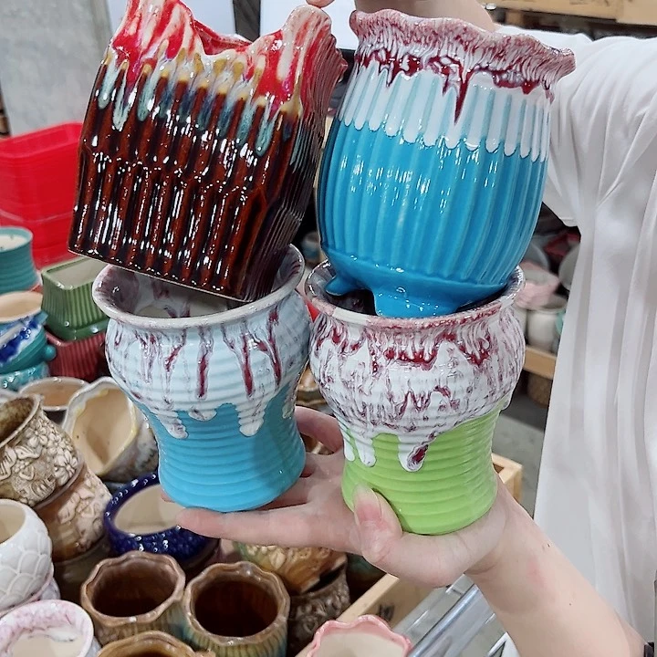 有孔.凑单10元陶瓷花盆发货！