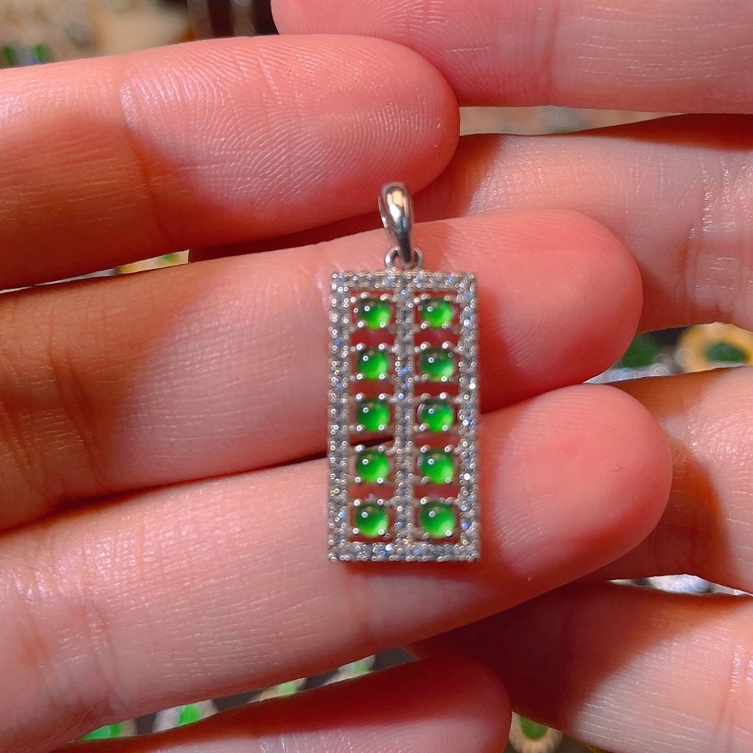 翡翠银S925镶嵌吊坠(不含链)