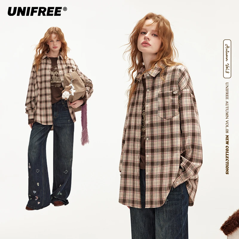0170【金拐子专属】UNIFREE美式复古格子衬衫U253D625P1P1