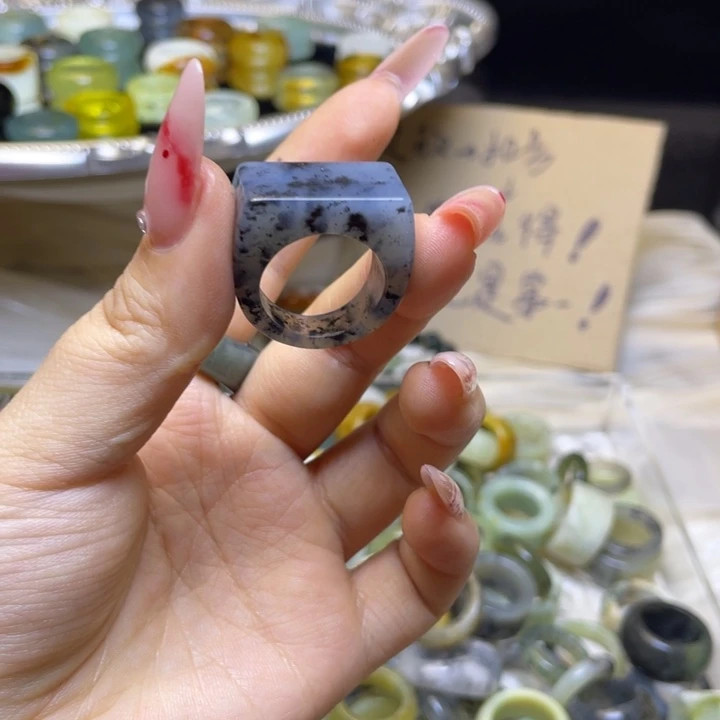 蛇纹石玉合金戒指123-18.3