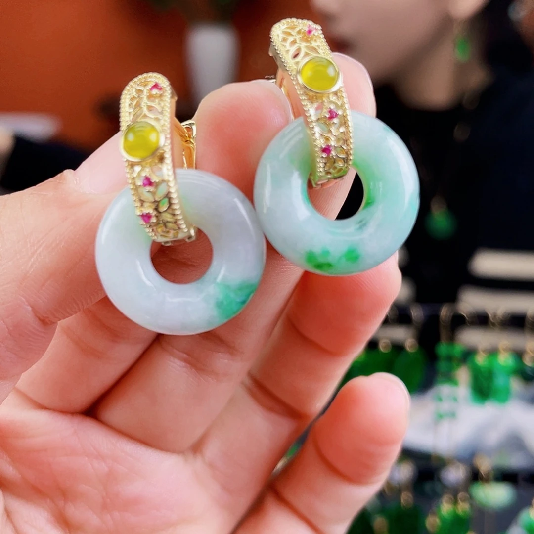 翡翠未镶嵌耳饰饰品