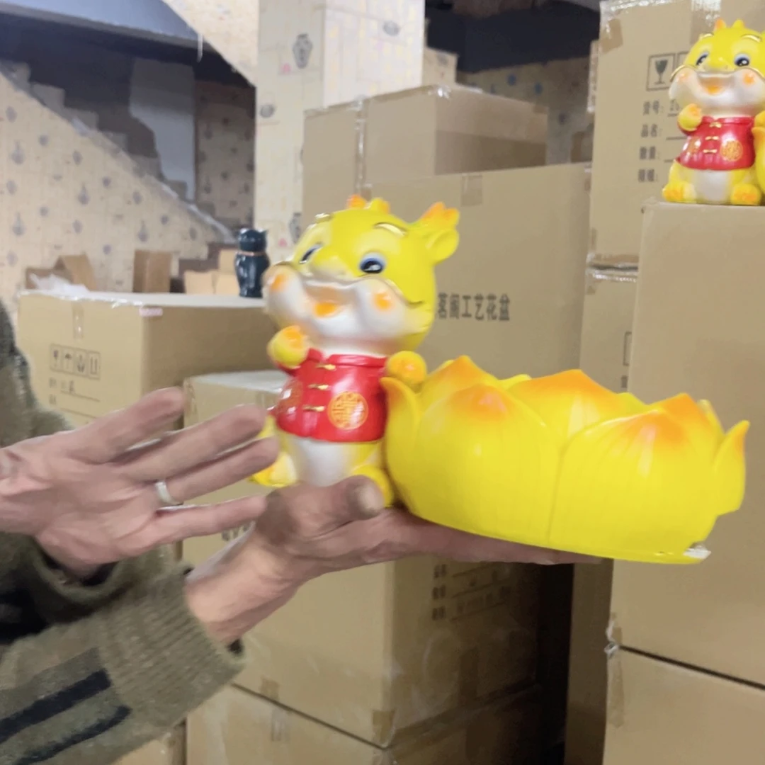 陶红陶红陶红陶红陶黄色中号龙花盆