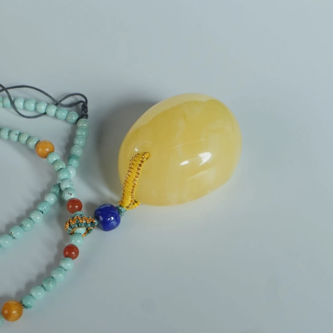 DY-M5066 蜜蜡水滴绿松项链 23.35g