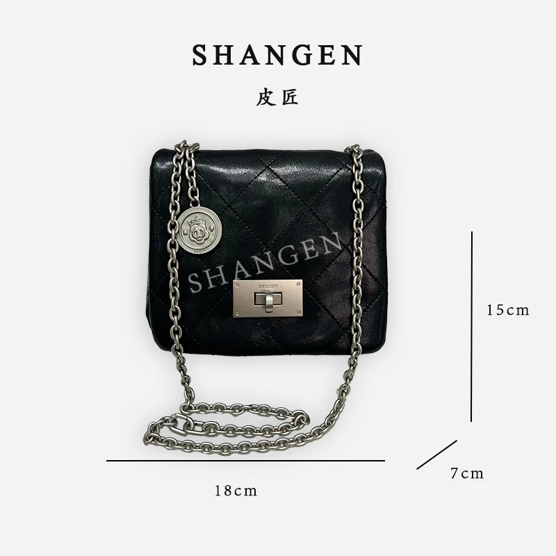 【南沙瑞熙】ZT-D7159-罗兰黑-18*6*15轻奢时尚简约女士菱格斜挎包