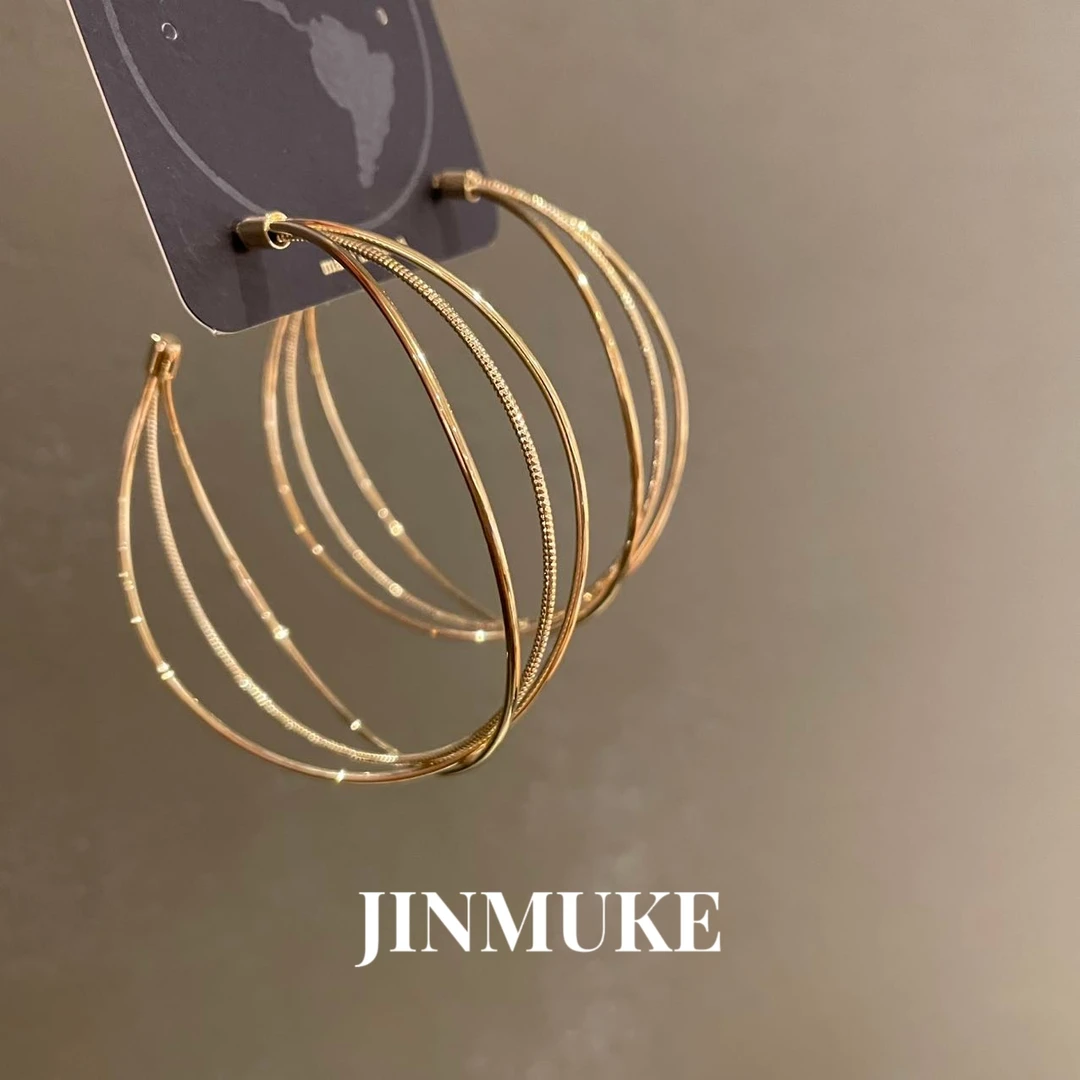 铜合金亚克力耳饰 银针双层大耳圈耳环女个性夸张轻奢百搭