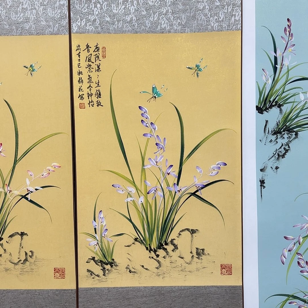国画国画立体兰花