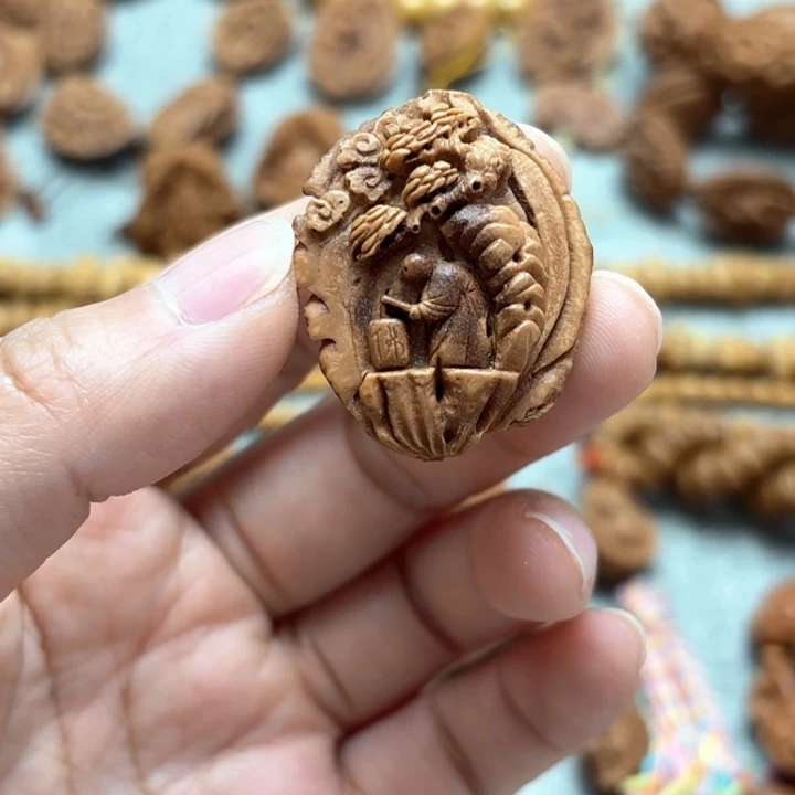 核桃手串/手链噜*噜桃核雕刻无相单粒