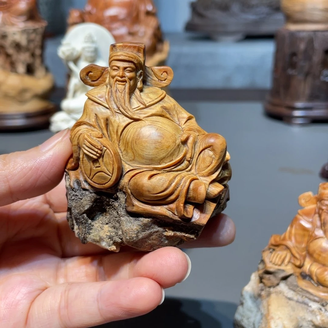 兰***帘柏木（崖柏）财神小摆件工艺品