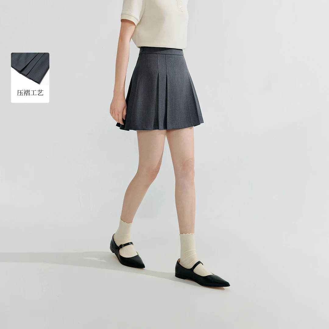 【欧若智性风】2025春夏季高腰显瘦半身裙学院风百褶短裙