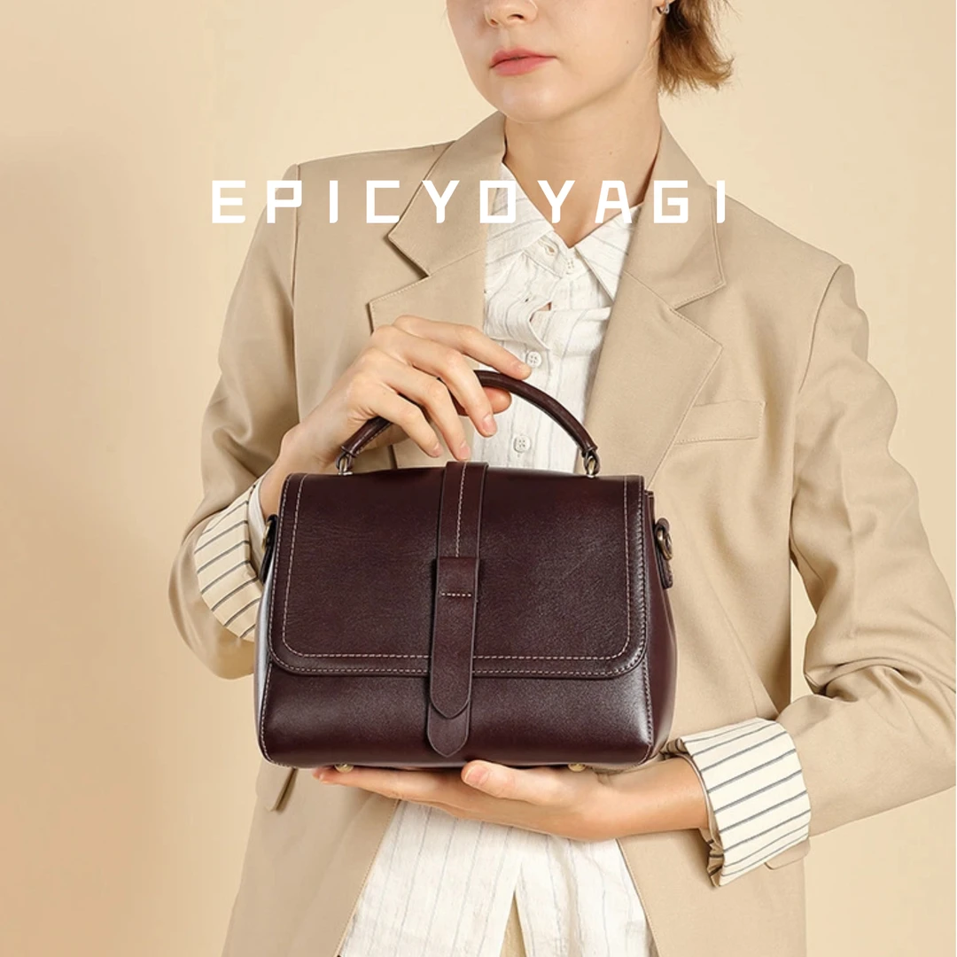 头层牛皮植鞣皮新款邮差包手提单肩斜挎女包女款百搭复古小众肩包