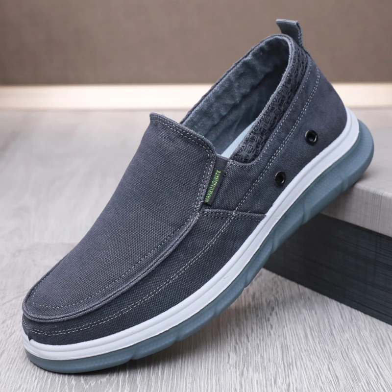 老北京布鞋男士鞋子一脚蹬帆布透气休闲软底男士板鞋中老年爸爸鞋